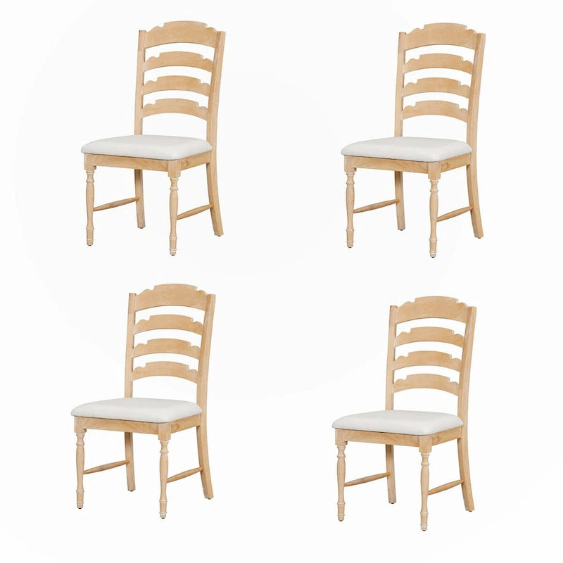 Chaises de salle à manger capitonnées 4 pièces traditionnelles vintage, dossiers de salle à manger dentelés, crème