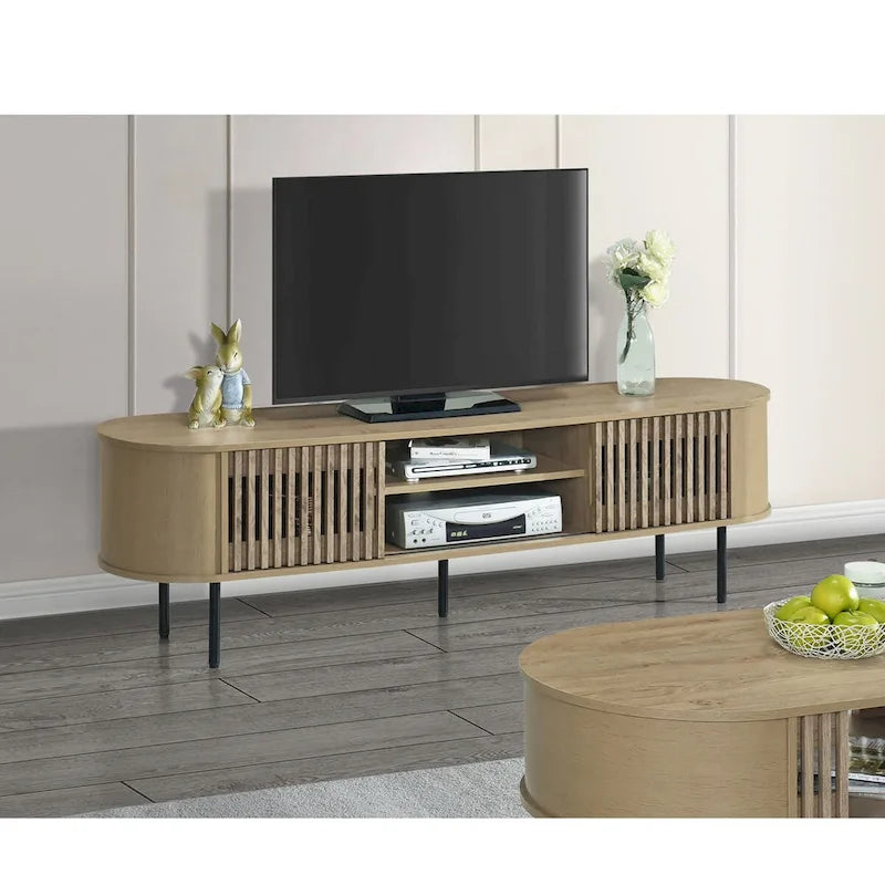 Meuble TV 2 étagères avec portes coulissantes Brax de New Classic Furniture