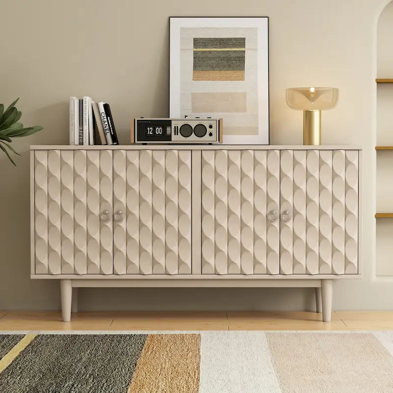 Buffet moderne à 4 portes avec motifs convexes