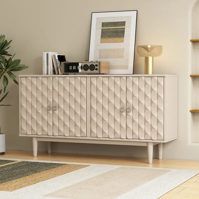 Buffet moderne à 4 portes avec motifs convexes