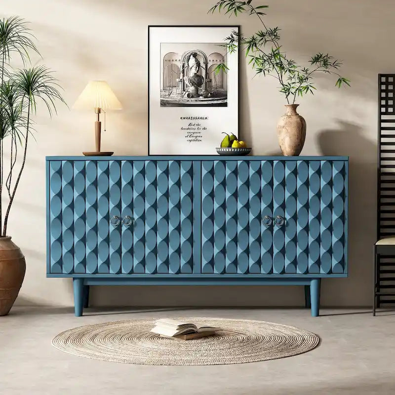 Buffet moderne à 4 portes avec motifs convexes