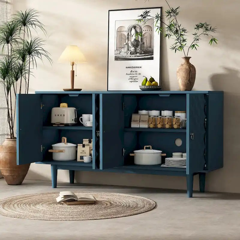 Buffet moderne à 4 portes avec motifs convexes