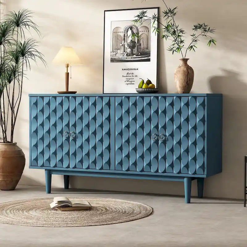 Buffet moderne à 4 portes avec motifs convexes
