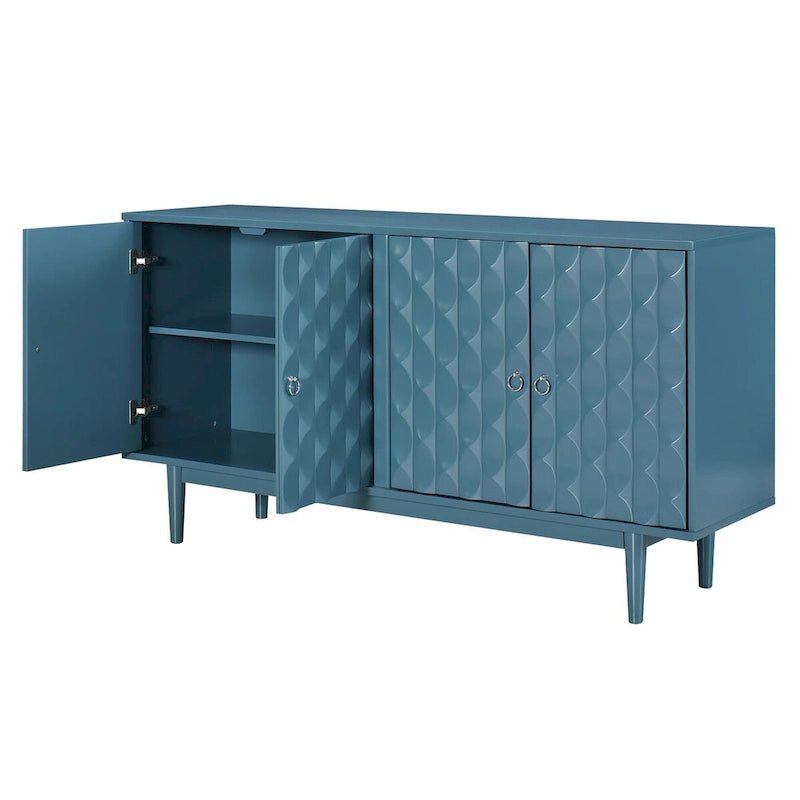 Buffet moderne à 4 portes avec motifs convexes