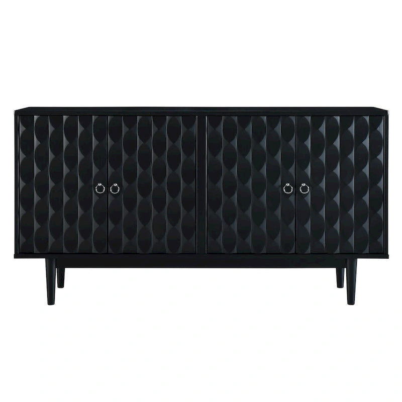 Buffet moderne à 4 portes avec motifs convexes