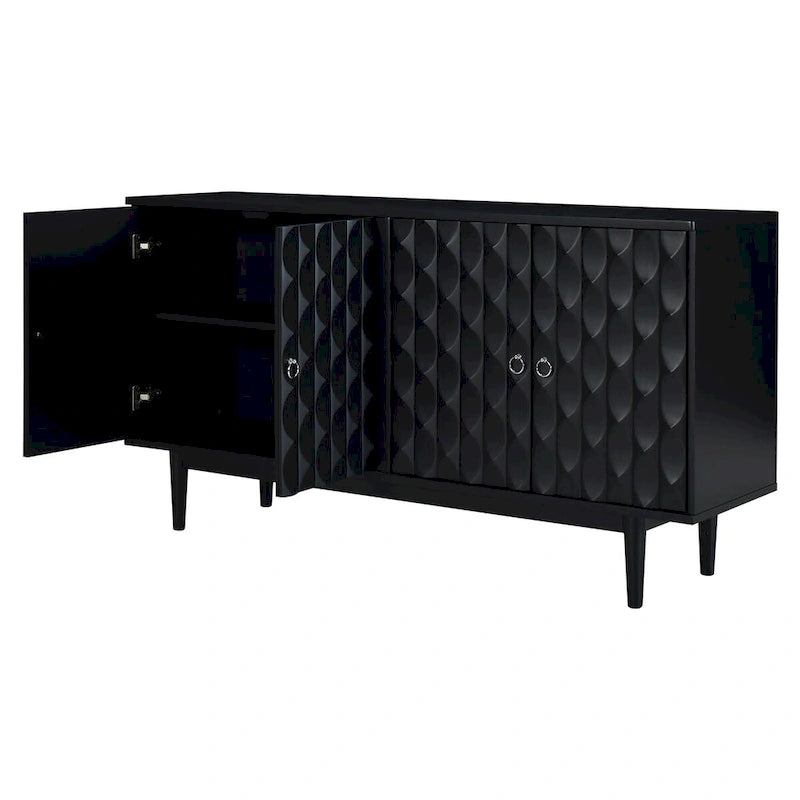 Buffet moderne à 4 portes avec motifs convexes
