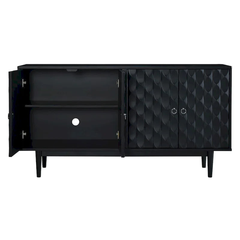 Buffet moderne à 4 portes avec motifs convexes