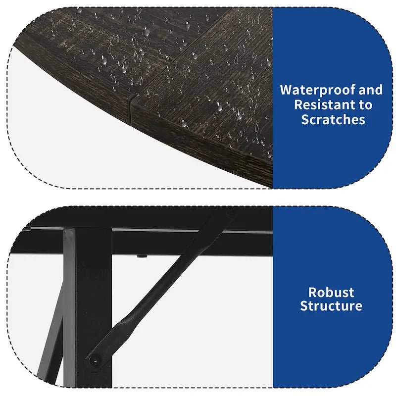 Table à manger ronde Moasis avec étagères de rangement et pieds en métal pour 4 à 6 personnes pour salle à manger ou salon