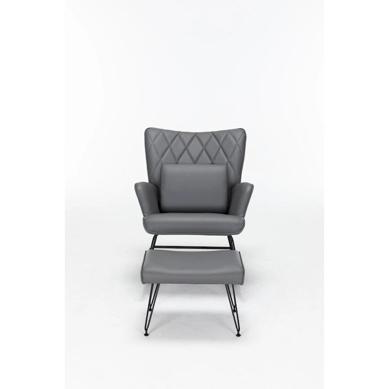 Fauteuil à bascule, Fauteuil planeur, Fauteuil à bascule d'appoint avec coussin lombaire et pouf pour Chambre de bébé/Salon/Chambre à coucher