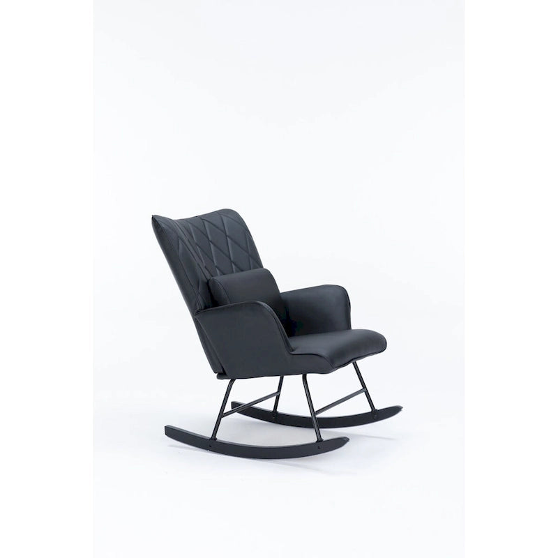 Fauteuil à bascule, Fauteuil planeur, Fauteuil à bascule d'appoint avec coussin lombaire et pouf pour Chambre de bébé/Salon/Chambre à coucher