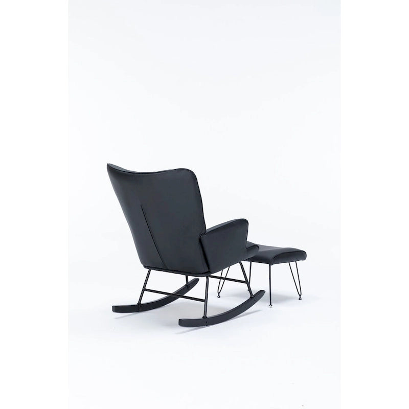 Fauteuil à bascule, Fauteuil planeur, Fauteuil à bascule d'appoint avec coussin lombaire et pouf pour Chambre de bébé/Salon/Chambre à coucher
