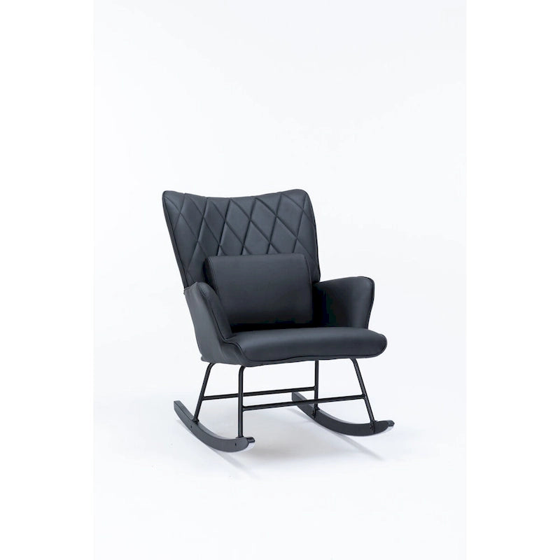 Fauteuil à bascule, Fauteuil planeur, Fauteuil à bascule d'appoint avec coussin lombaire et pouf pour Chambre de bébé/Salon/Chambre à coucher