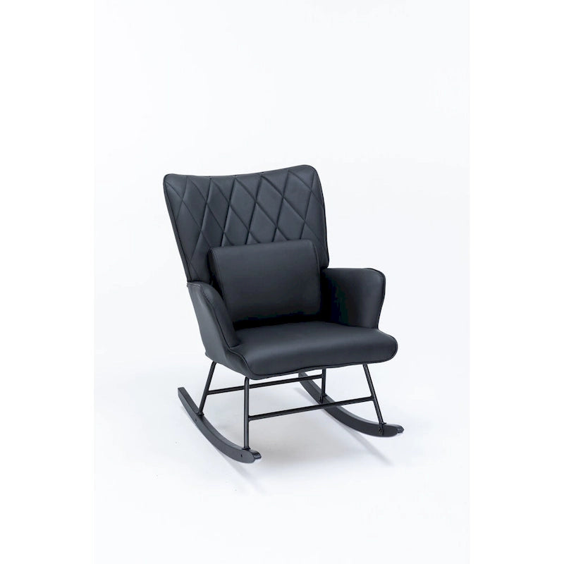 Fauteuil à bascule, Fauteuil planeur, Fauteuil à bascule d'appoint avec coussin lombaire et pouf pour Chambre de bébé/Salon/Chambre à coucher