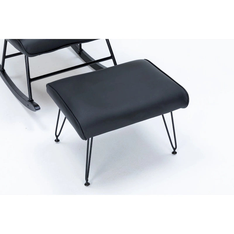 Fauteuil à bascule, Fauteuil planeur, Fauteuil à bascule d'appoint avec coussin lombaire et pouf pour Chambre de bébé/Salon/Chambre à coucher
