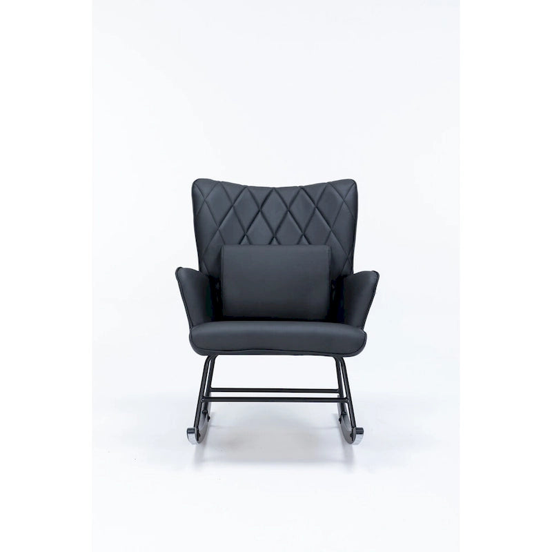 Fauteuil à bascule, Fauteuil planeur, Fauteuil à bascule d'appoint avec coussin lombaire et pouf pour Chambre de bébé/Salon/Chambre à coucher