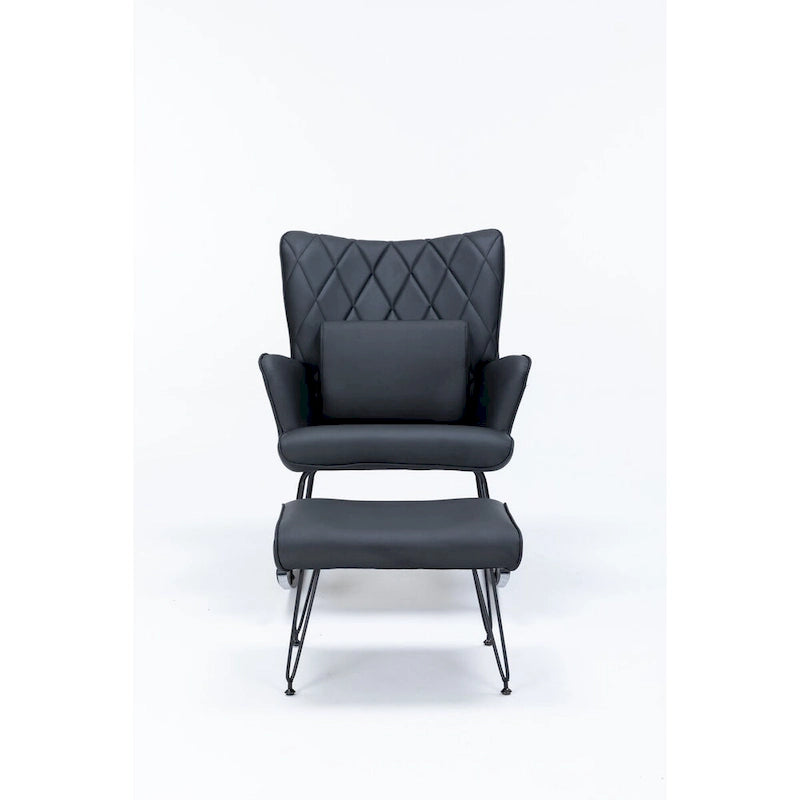 Fauteuil à bascule, Fauteuil planeur, Fauteuil à bascule d'appoint avec coussin lombaire et pouf pour Chambre de bébé/Salon/Chambre à coucher