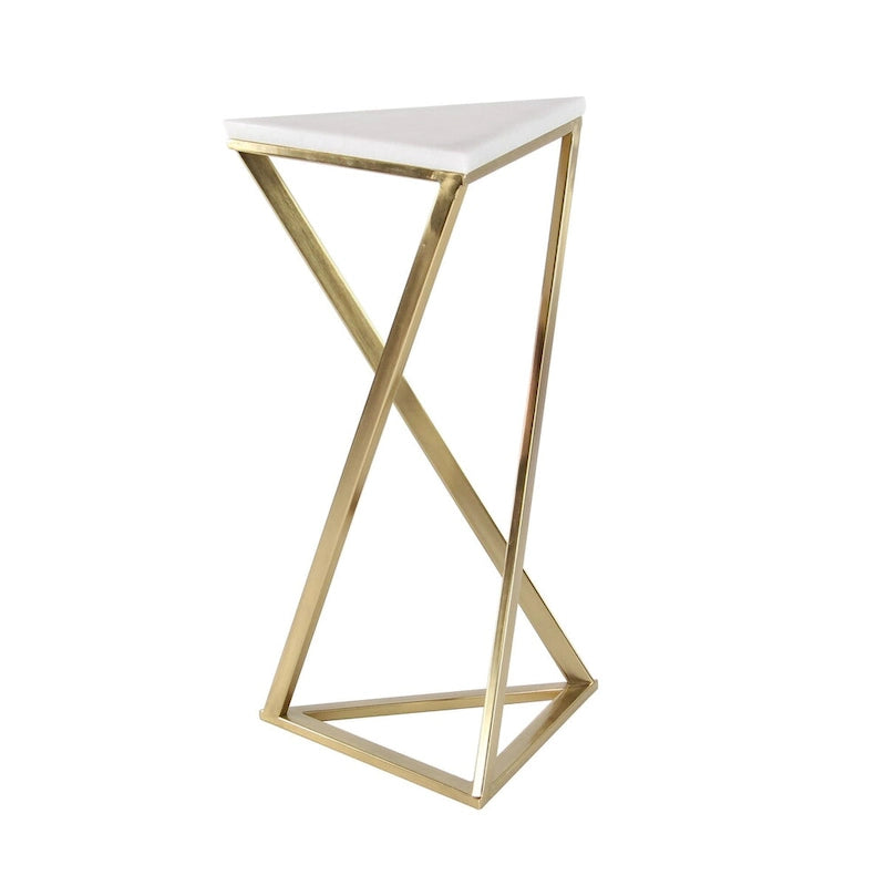 Tables d'appoint en métal avec plateau en marbre – Lot de 2 dorées – Roche River Decor