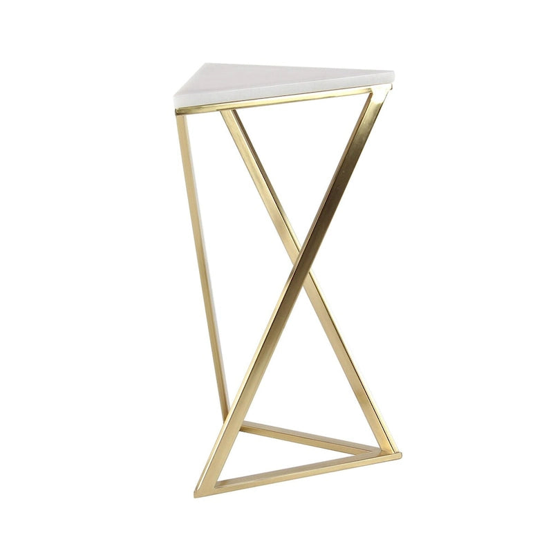 Tables d'appoint en métal avec plateau en marbre – Lot de 2 dorées – Roche River Decor