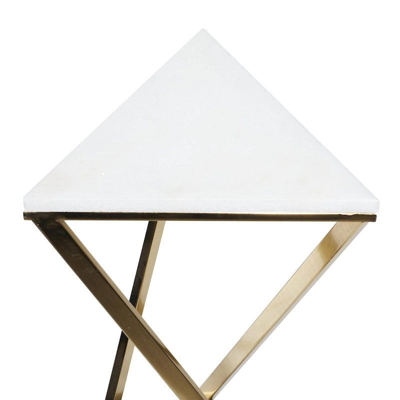 Tables d'appoint en métal avec plateau en marbre – Lot de 2 dorées – Roche River Decor