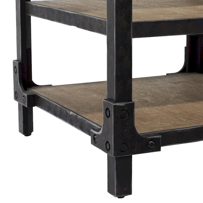 Table d'appoint latérale Wood 2 étagères – Marron – Roche River Decor
