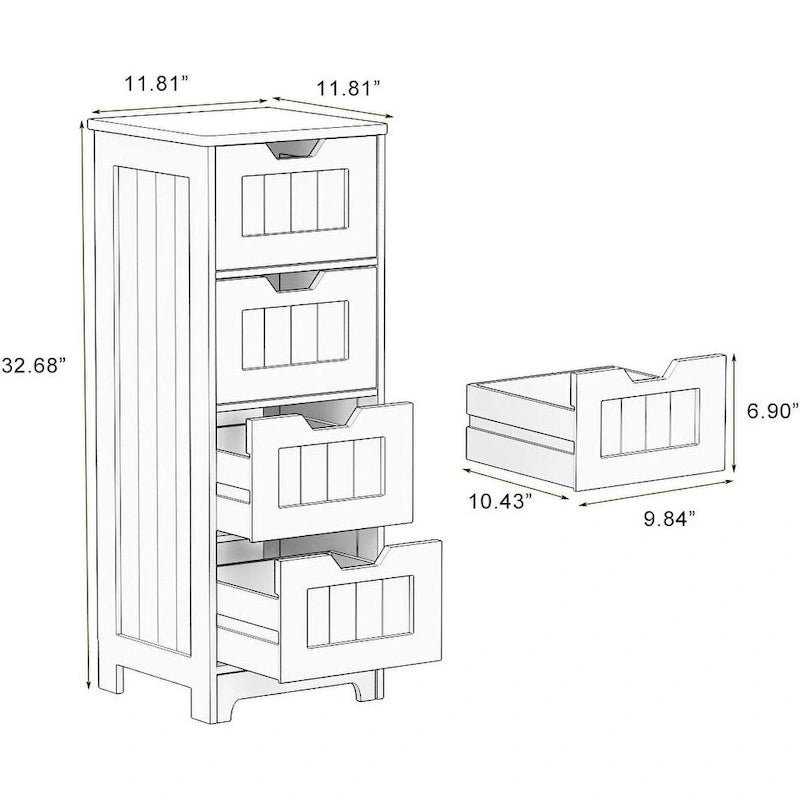 Meuble de rangement autoportant avec 4 tiroirs