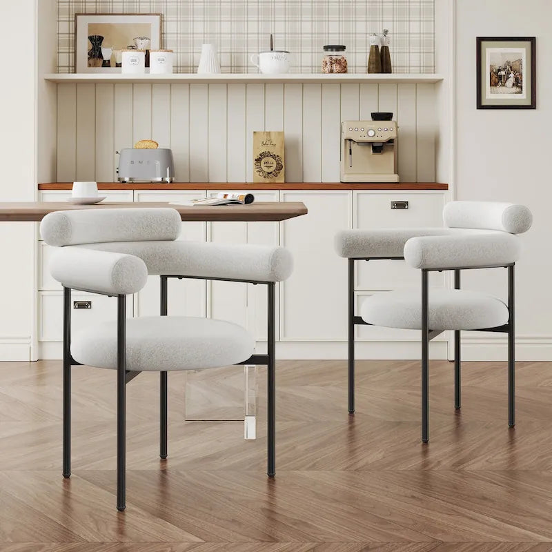 Chaises de salle à manger rembourrées avec accoudoirs et pieds en métal pour la maison, la cuisine, le salon (lot de 2)