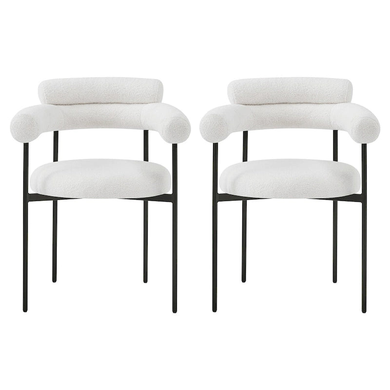 Chaises de salle à manger rembourrées avec accoudoirs et pieds en métal pour la maison, la cuisine, le salon (lot de 2)