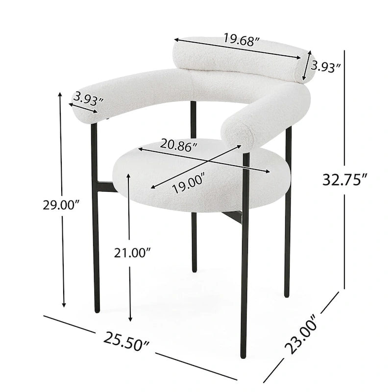 Chaises de salle à manger rembourrées avec accoudoirs et pieds en métal pour la maison, la cuisine, le salon (lot de 2)