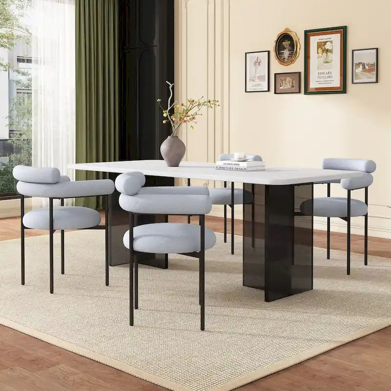 Chaises de salle à manger rembourrées avec accoudoirs et pieds en métal pour la maison, la cuisine, le salon (lot de 2)