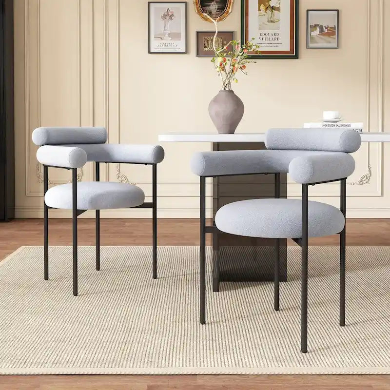 Chaises de salle à manger rembourrées avec accoudoirs et pieds en métal pour la maison, la cuisine, le salon (lot de 2)