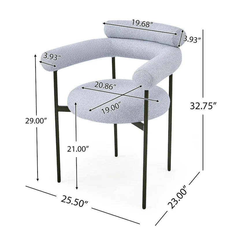Chaises de salle à manger rembourrées avec accoudoirs et pieds en métal pour la maison, la cuisine, le salon (lot de 2)