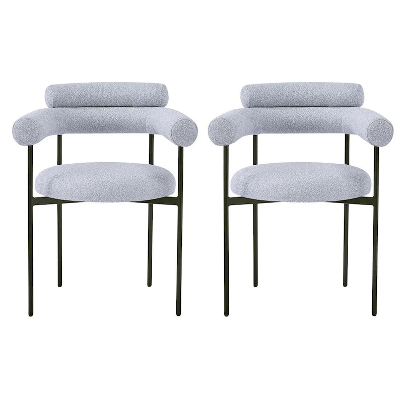 Chaises de salle à manger rembourrées avec accoudoirs et pieds en métal pour la maison, la cuisine, le salon (lot de 2)