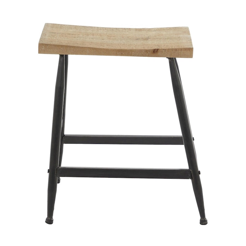 Tabouret de comptoir en métal avec plateau en bois brun - Noir - Décor Roche River