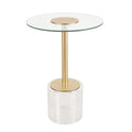 Table d'appoint en acrylique avec base surélevée et support doré - Transparent - Roche River Decor