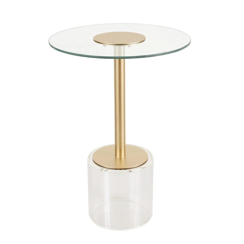 Table d'appoint en acrylique avec base surélevée et support doré - Transparent - Roche River Decor