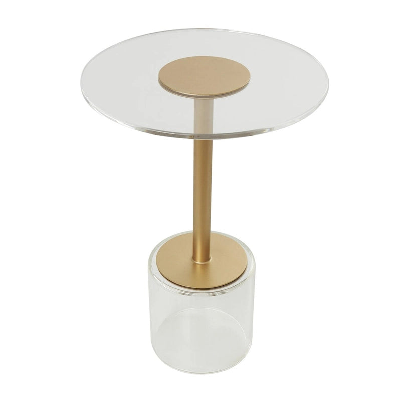 Table d'appoint en acrylique avec base surélevée et support doré - Transparent - Roche River Decor