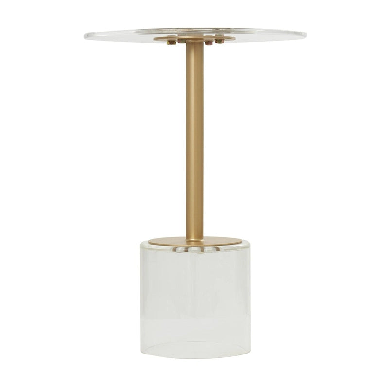 Table d'appoint en acrylique avec base surélevée et support doré - Transparent - Roche River Decor