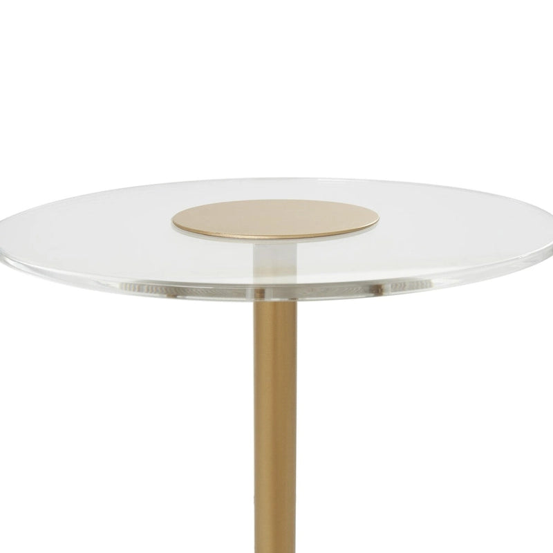 Table d'appoint en acrylique avec base surélevée et support doré - Transparent - Roche River Decor