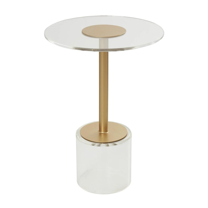 Table d'appoint en acrylique avec base surélevée et support doré - Transparent - Roche River Decor
