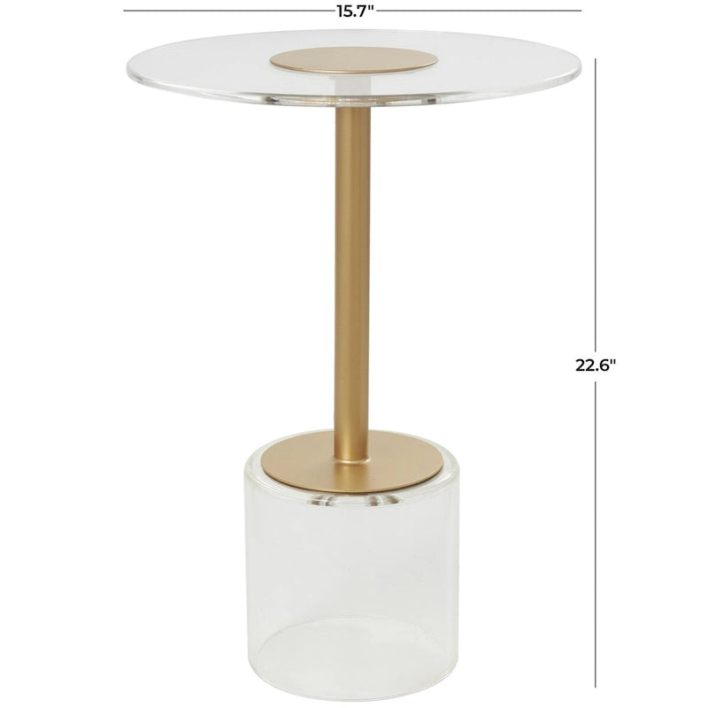 Table d'appoint en acrylique avec base surélevée et support doré - Transparent - Roche River Decor
