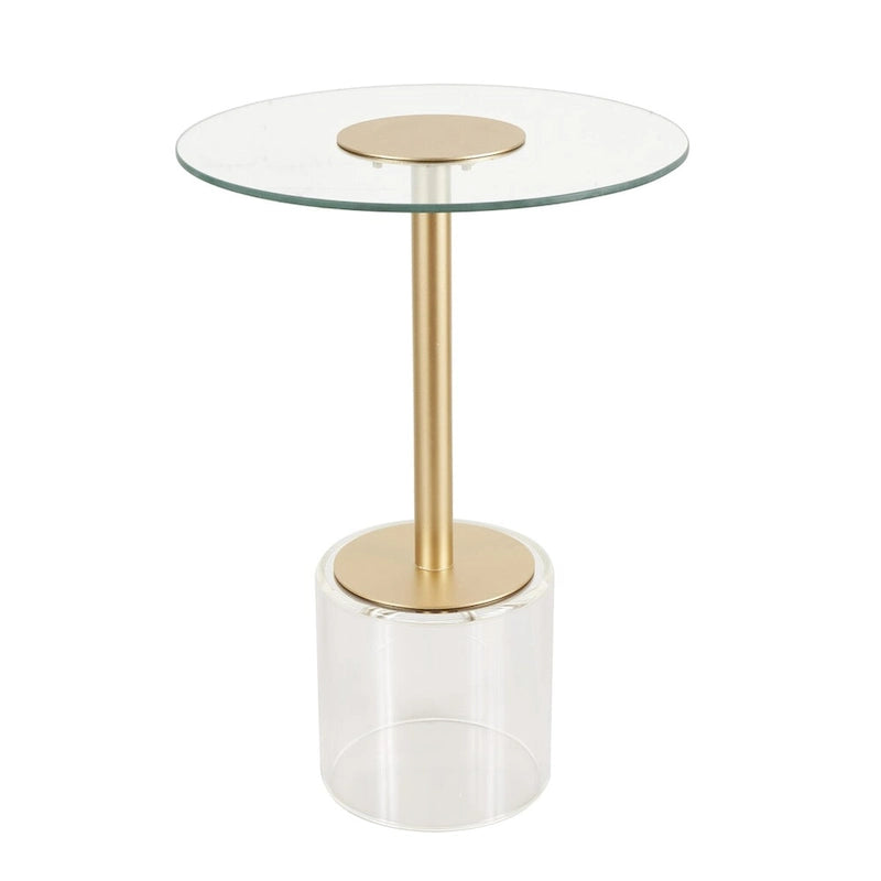 Table d'appoint en acrylique avec base surélevée et support doré - Transparent - Roche River Decor