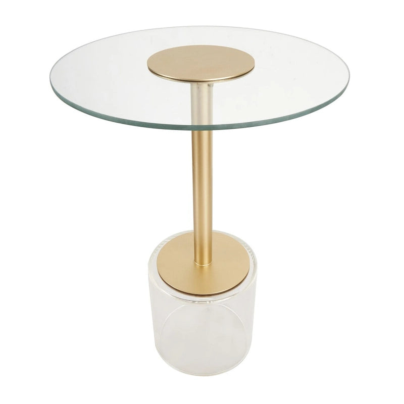 Table d'appoint en acrylique avec base surélevée et support doré - Transparent - Roche River Decor