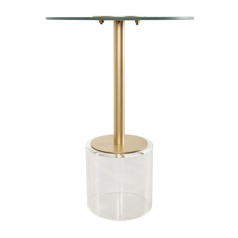 Table d'appoint en acrylique avec base surélevée et support doré - Transparent - Roche River Decor
