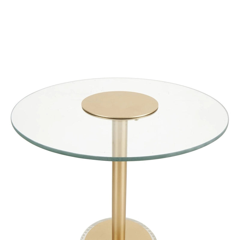Table d'appoint en acrylique avec base surélevée et support doré - Transparent - Roche River Decor