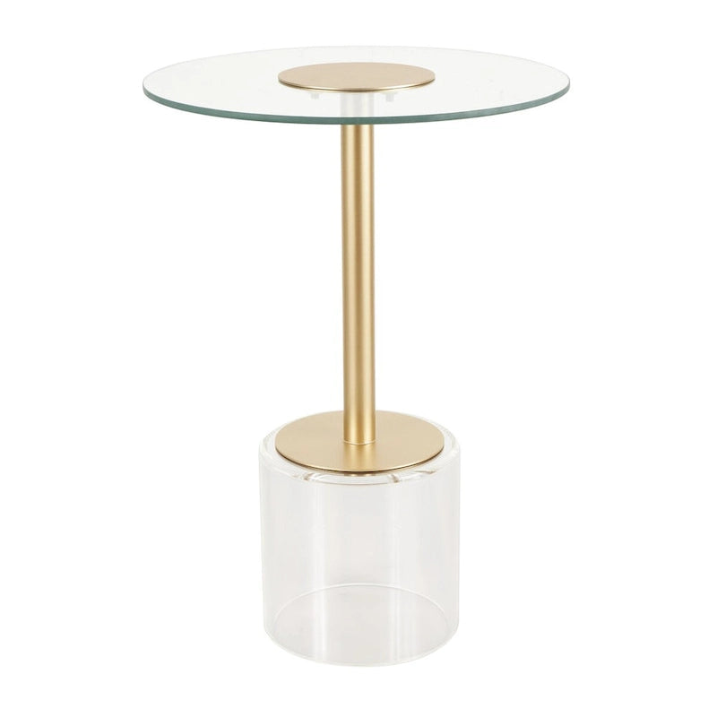 Table d'appoint en acrylique avec base surélevée et support doré - Transparent - Roche River Decor