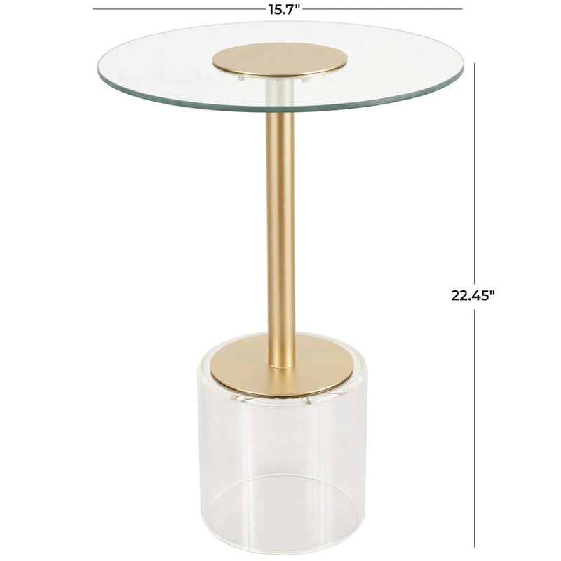 Table d'appoint en acrylique avec base surélevée et support doré - Transparent - Roche River Decor