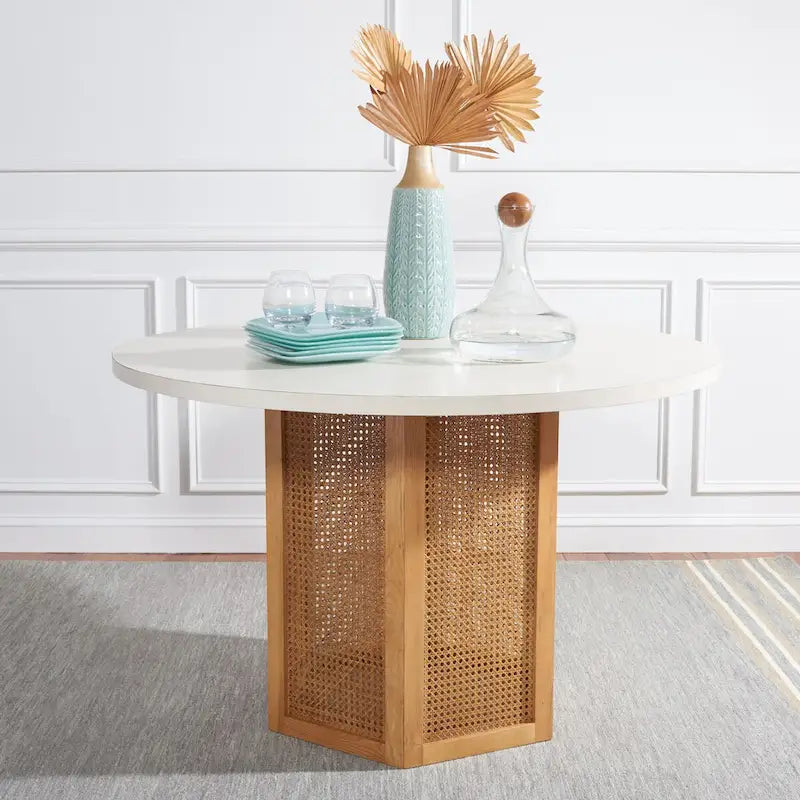 Table à manger en rotin Mozell SAFAVIEH - 47,3 L x 47,3 P x 28,8 H - 47Wx47Px29H