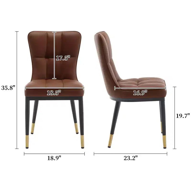 Bekrvio Lot de 6 chaises de salle à manger, modernes, rembourrées, en similicuir, avec haut dossier, pieds en métal, chaises de cuisine sans accoudoirs pour salon et salle à manger
