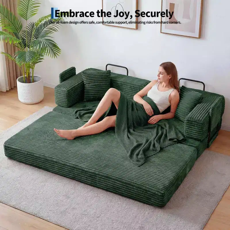 80,7 Canapé-lit convertible 5-en-1 – Corduroy, 544 kg, Aucun assemblage requis