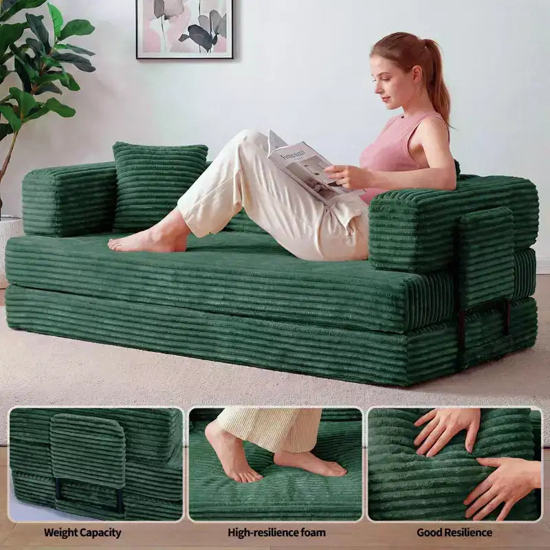 80,7 Canapé-lit convertible 5-en-1 – Corduroy, 544 kg, Aucun assemblage requis